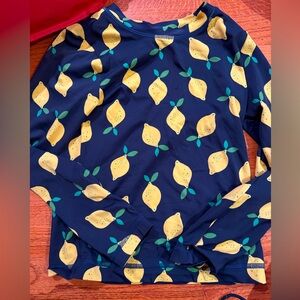 Hanna Andersson Lemon Print Long Sleeve Rash Guard Top sz 10